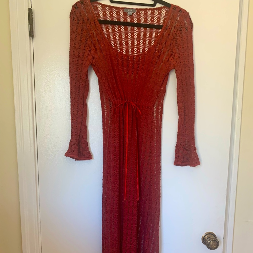 Mango Red Lace crochet-like dress